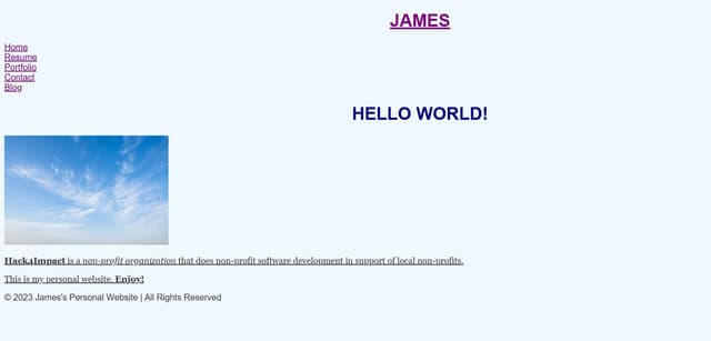 Screenshot of website
